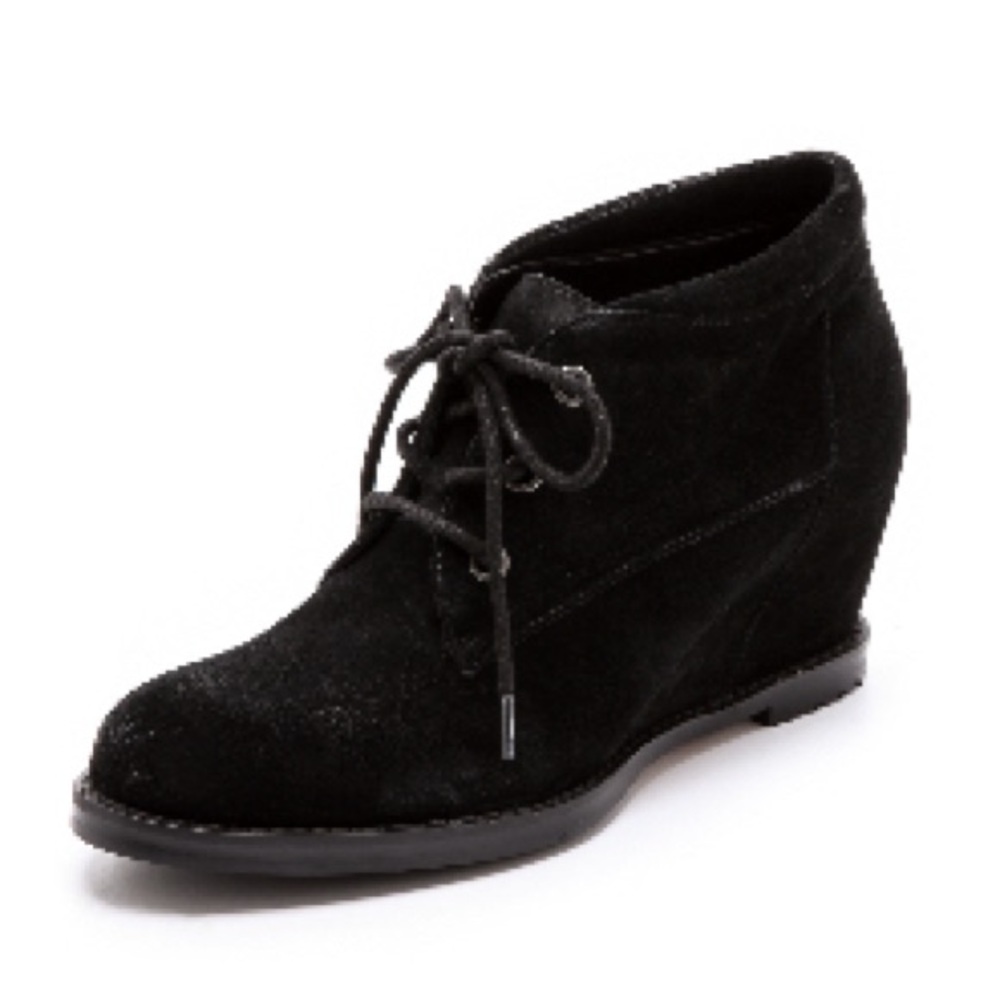 Luxury Rebel Black Wedge Suede Booties